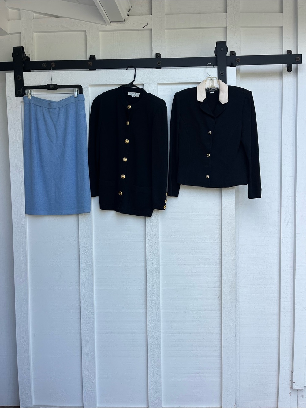 St. John Powder Blue Knit Pencil Skirt-black jackets size s